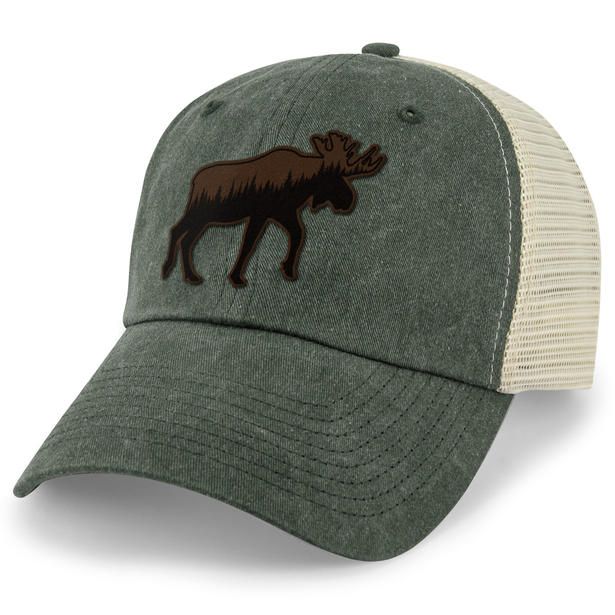 Moose Tree Skyline Leather Patch Relaxed Trucker - Chowdaheadz