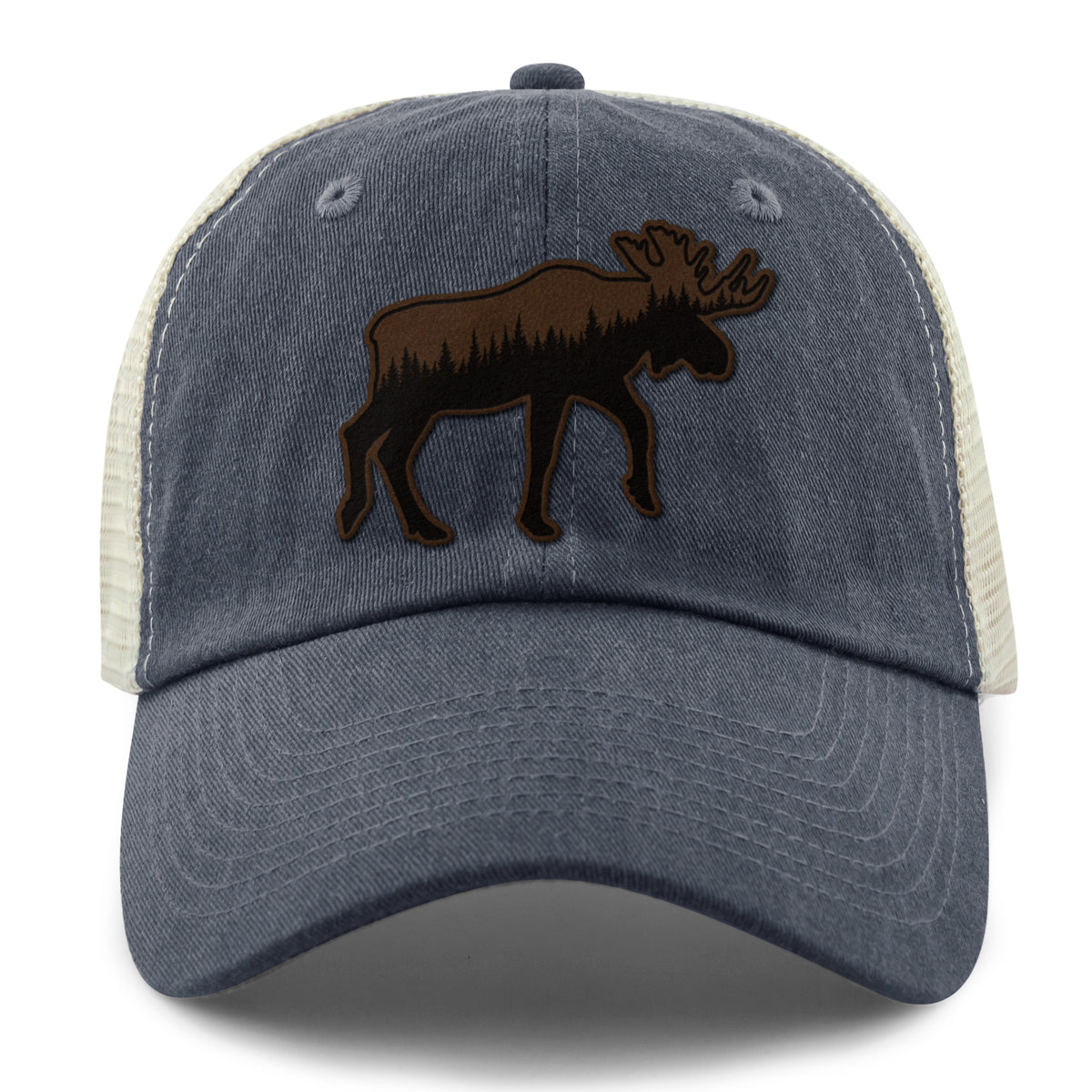 Moose Tree Skyline Leather Patch Relaxed Trucker - Chowdaheadz