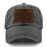 The Grill Sergeant Leather Patch Washed Dad Hat - Chowdaheadz