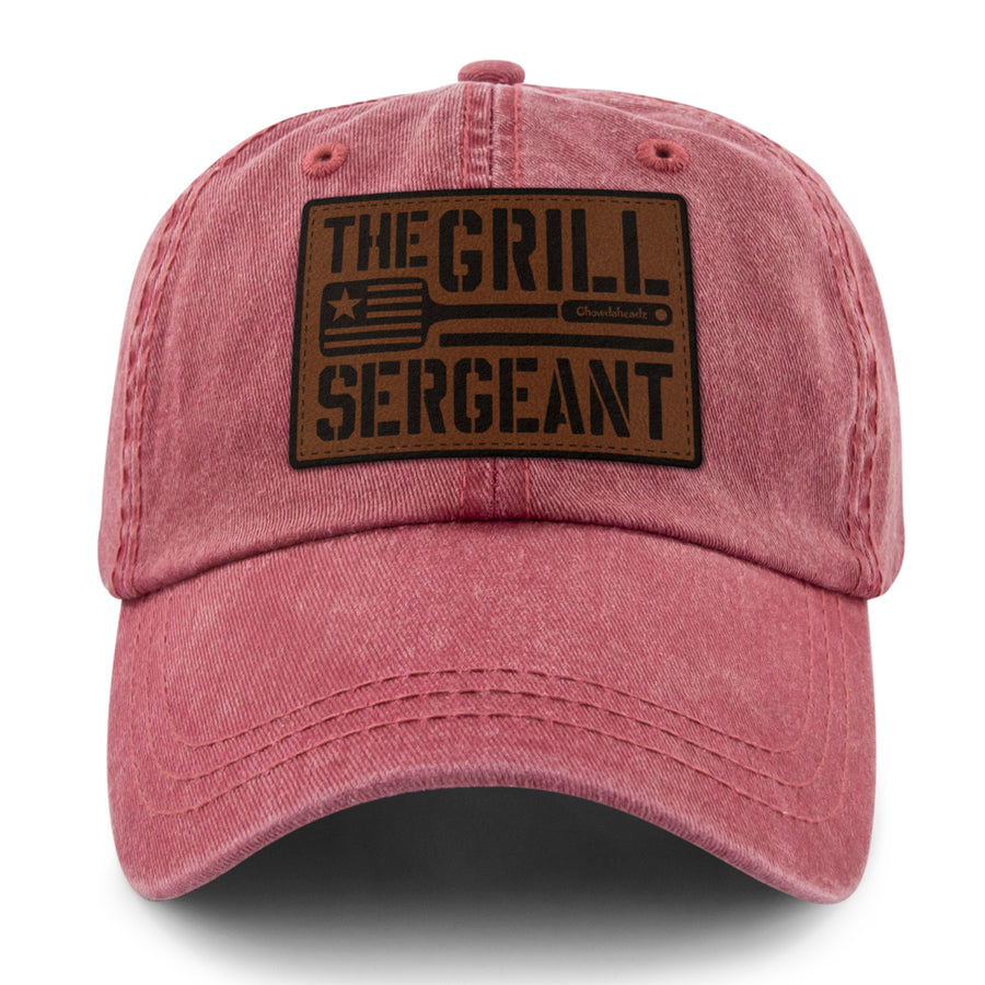 The Grill Sergeant Leather Patch Washed Dad Hat - Chowdaheadz
