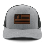New Hampshire Striped Leather Patch Classic Snapback Trucker - Chowdaheadz