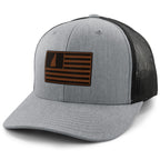 New Hampshire Striped Leather Patch Classic Snapback Trucker - Chowdaheadz