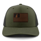 New Hampshire Striped Leather Patch Classic Snapback Trucker - Chowdaheadz