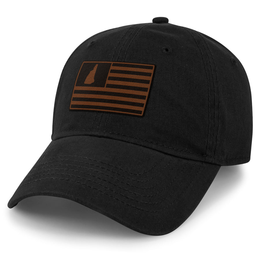New Hampshire Striped Leather Patch Dad Hat - Chowdaheadz