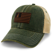 New Hampshire Striped Leather Patch Dirty Water Trucker - Chowdaheadz