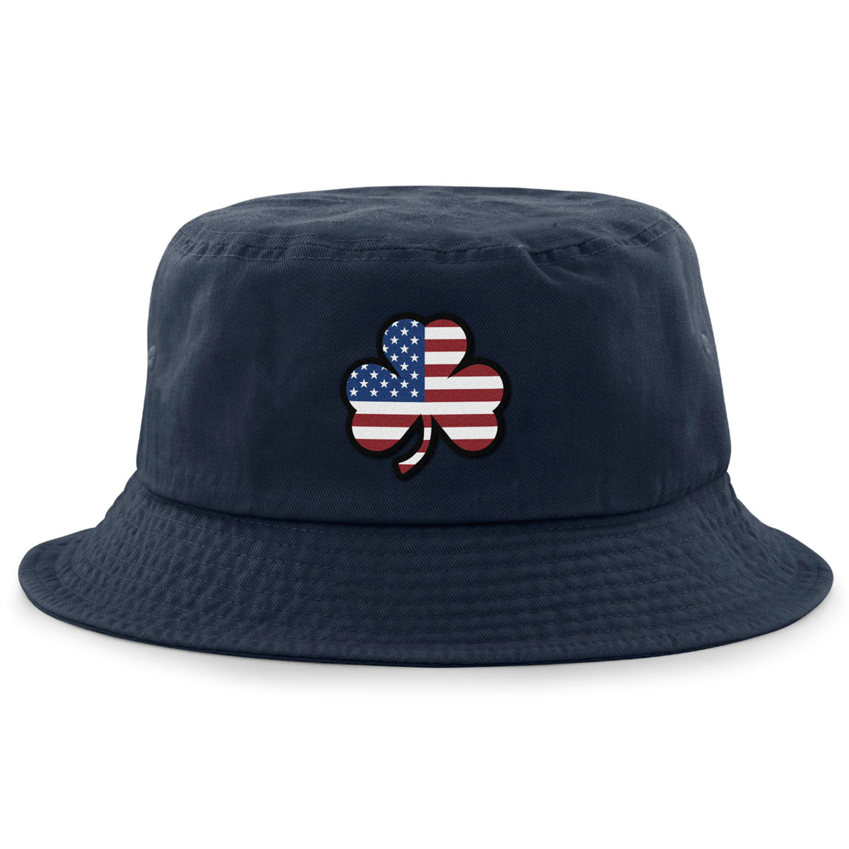 Shamrock Stars & Stripes bucket hat with shamrock-on-flag embroidery — Boston Irish bucket hat