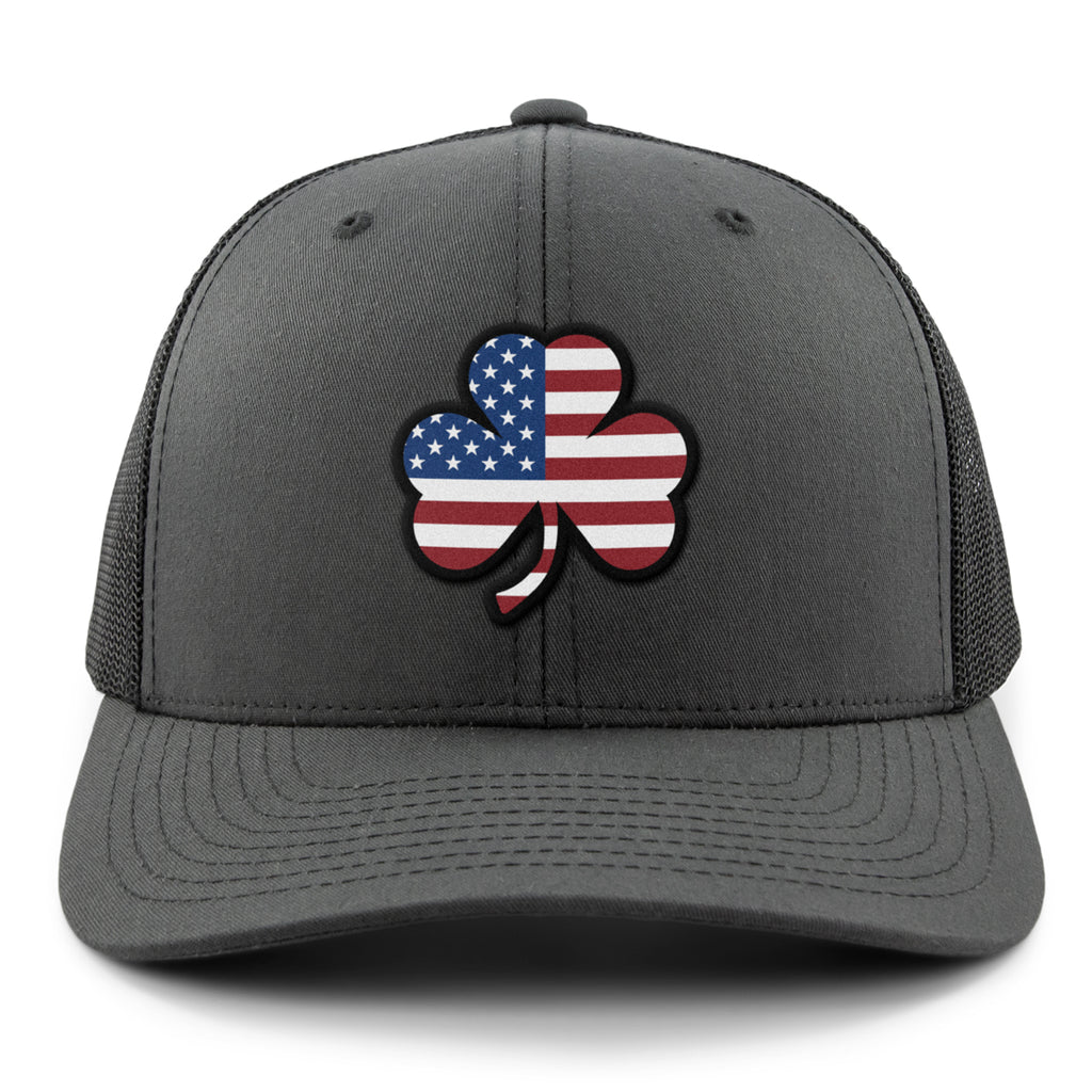Side view of Shamrock Stars & Stripes snapback trucker — mesh back panels