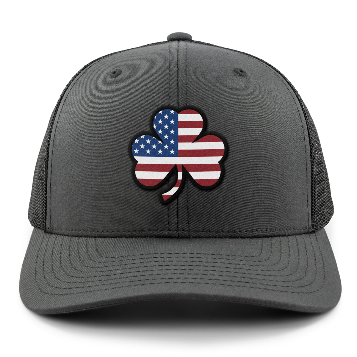 Side view of Shamrock Stars & Stripes snapback trucker — mesh back panels