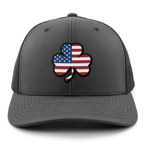 Side view of Shamrock Stars & Stripes snapback trucker — mesh back panels