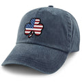 Shamrock Stars & Stripes washed dad hat with sun-faded finish and shamrock-on-flag patch — Boston Irish washed hat