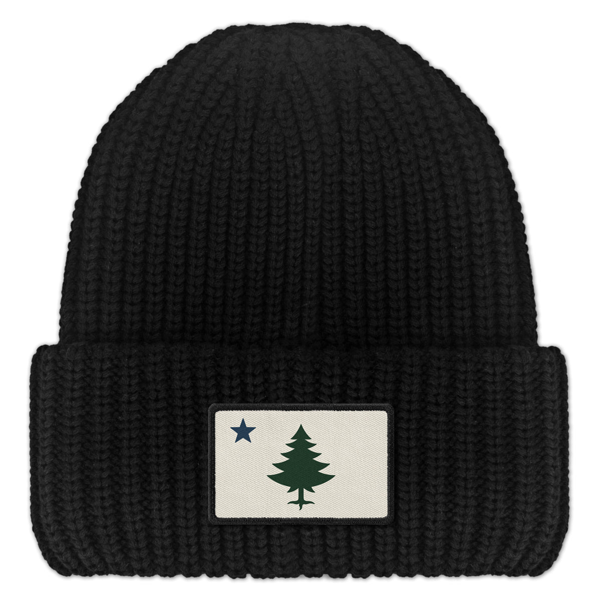 Vintage Maine Flag Leather Patch Chunky Knit - Chowdaheadz