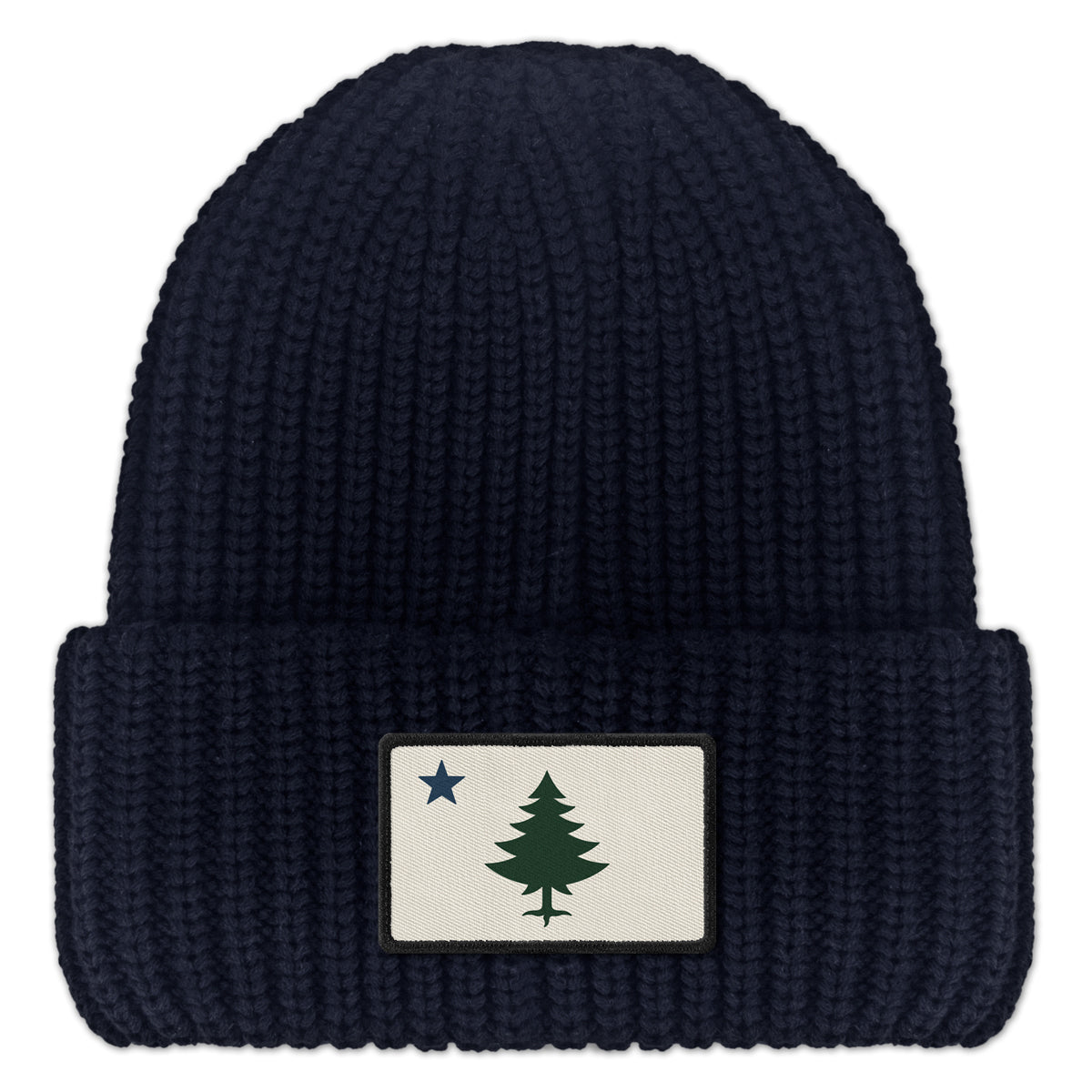 Vintage Maine Flag Leather Patch Chunky Knit - Chowdaheadz