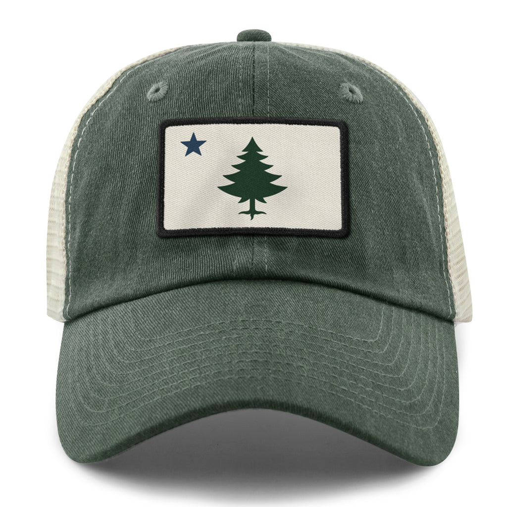 Vintage Maine Flag Relaxed Trucker Hat — front view