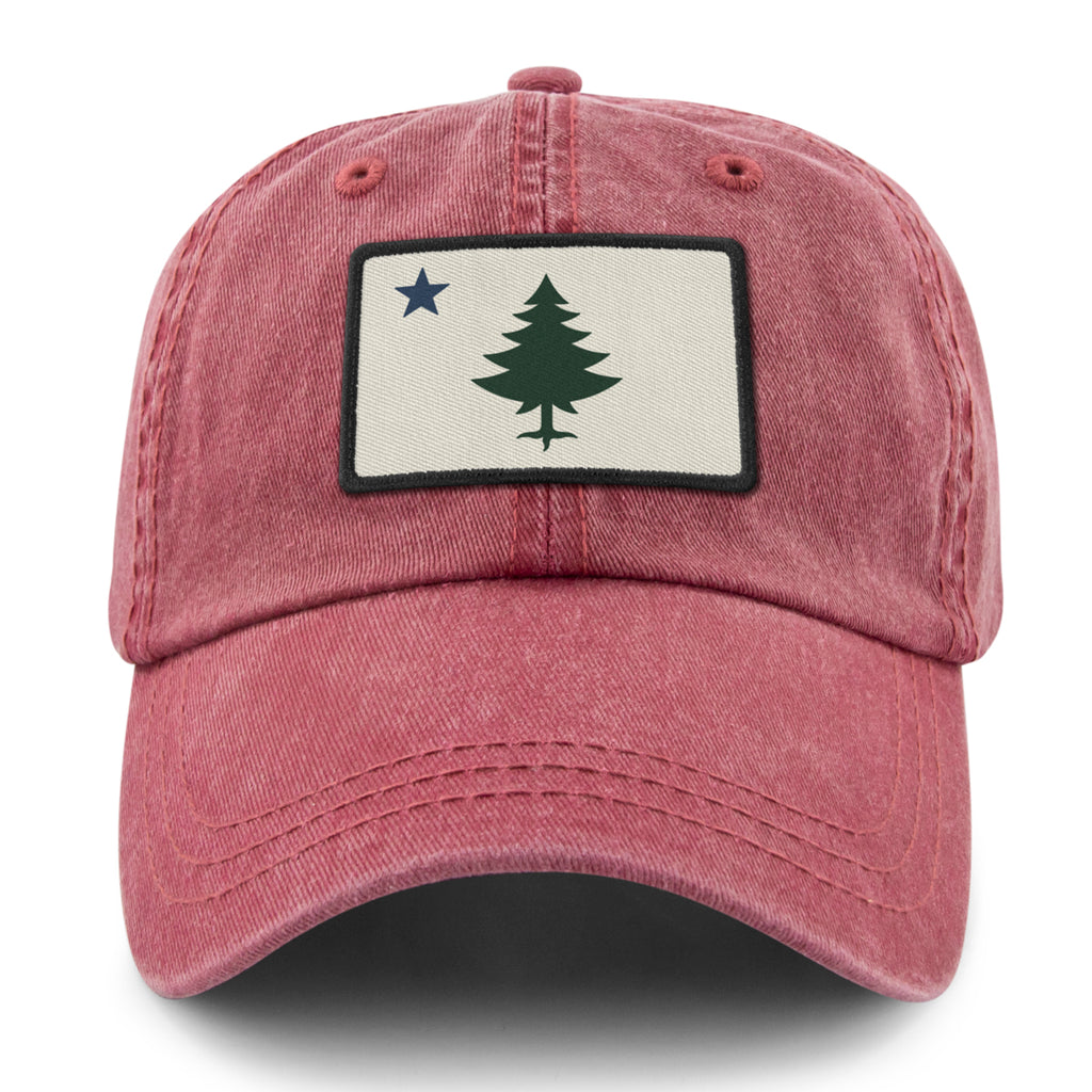 Vintage Maine Flag Washed Dad Hat — front view