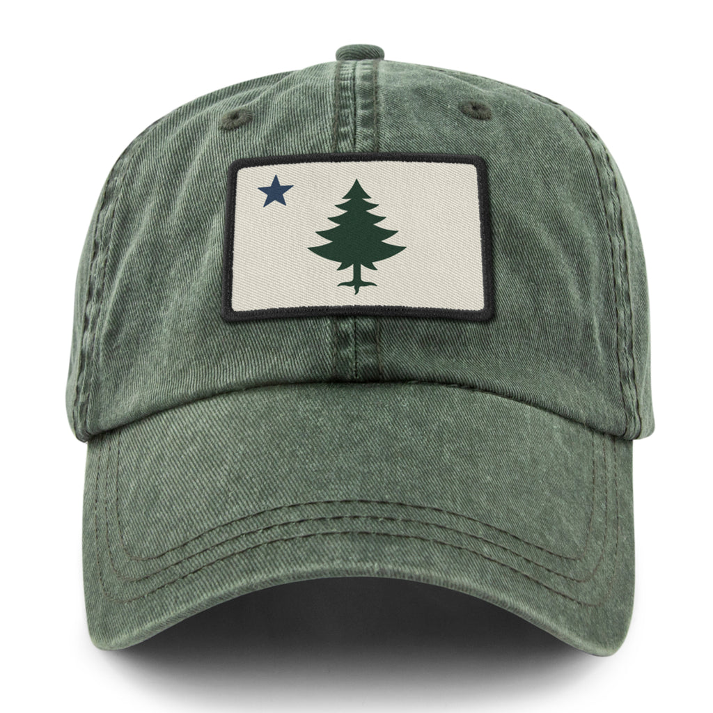 Vintage Maine Flag Washed Dad Hat — front view