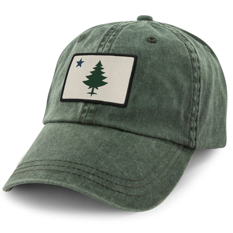 Vintage Maine Flag Washed Dad Hat — main product view