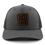 Live Free or Die Leather Patch Classic Snapback Trucker - Chowdaheadz
