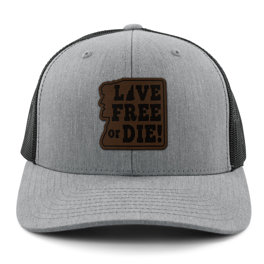Live Free or Die Leather Patch Classic Snapback Trucker - Chowdaheadz