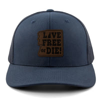 Live Free or Die Leather Patch Classic Snapback Trucker - Chowdaheadz