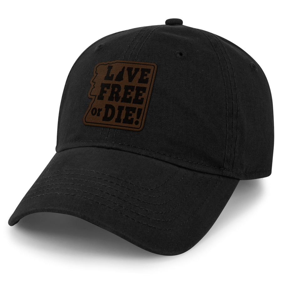 Live Free or Die Leather Patch Dad Hat - Chowdaheadz