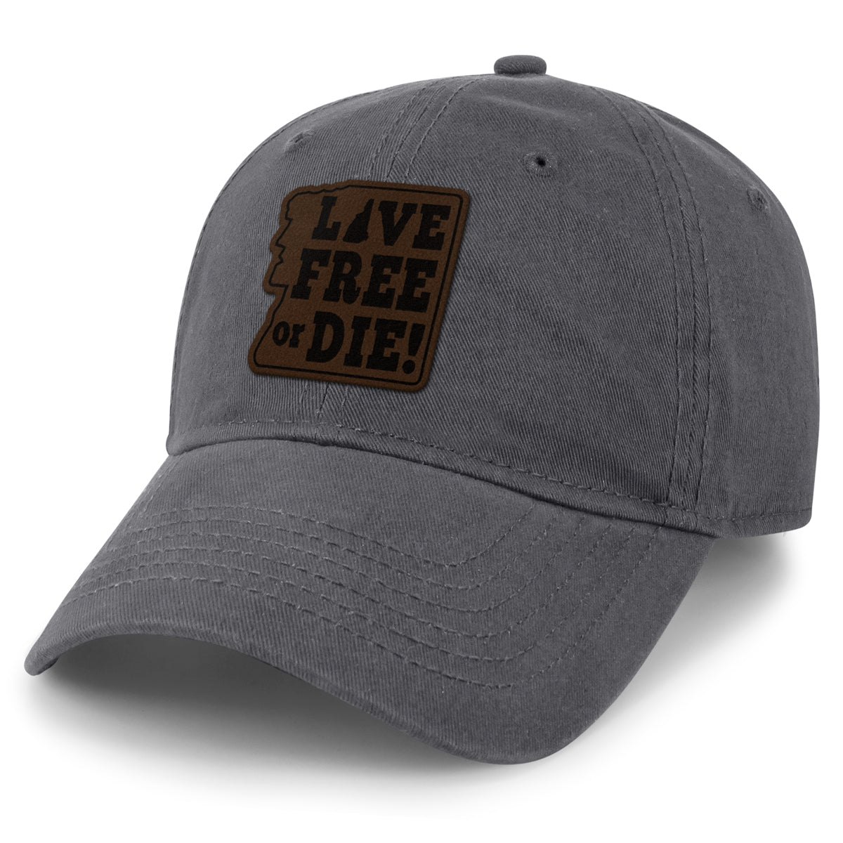 Live Free or Die Leather Patch Dad Hat - Chowdaheadz