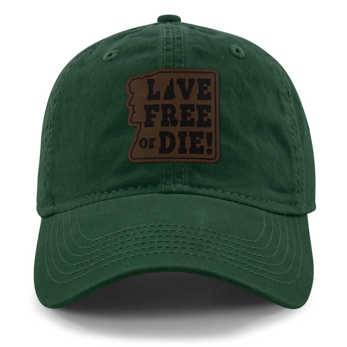 Live Free or Die Leather Patch Dad Hat - Chowdaheadz