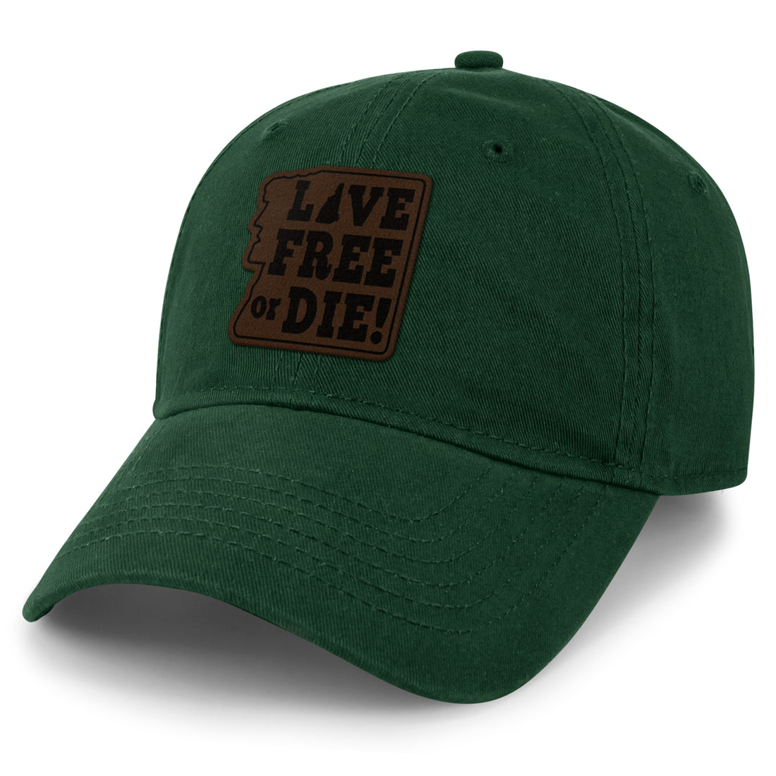 Live Free or Die Leather Patch Dad Hat - Chowdaheadz