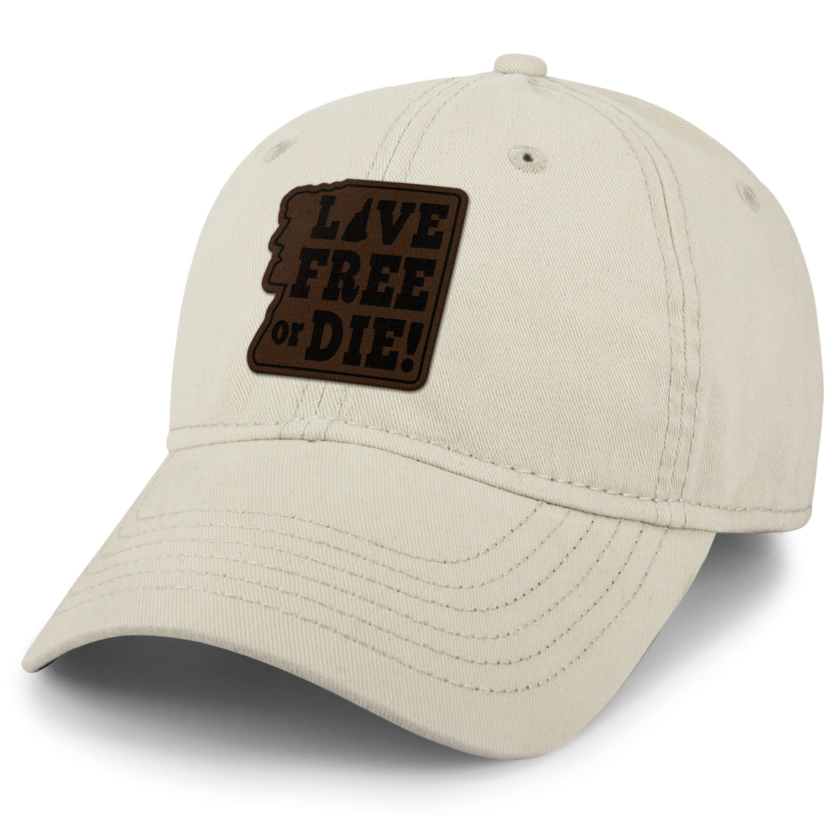 Live Free or Die Leather Patch Dad Hat - Chowdaheadz