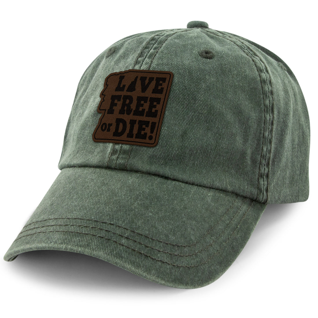 Live Free or Die Leather Patch Washed Dad Hat - Chowdaheadz