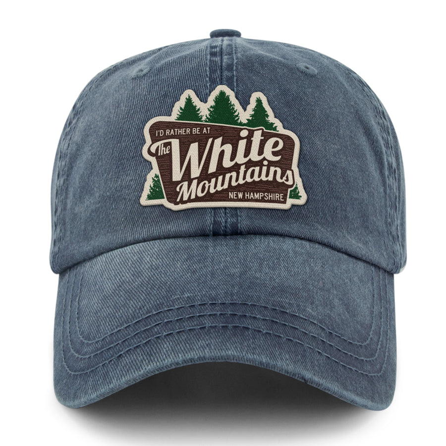 I'd Rather Be At The White Mountains Washed Dad Hat - Chowdaheadz