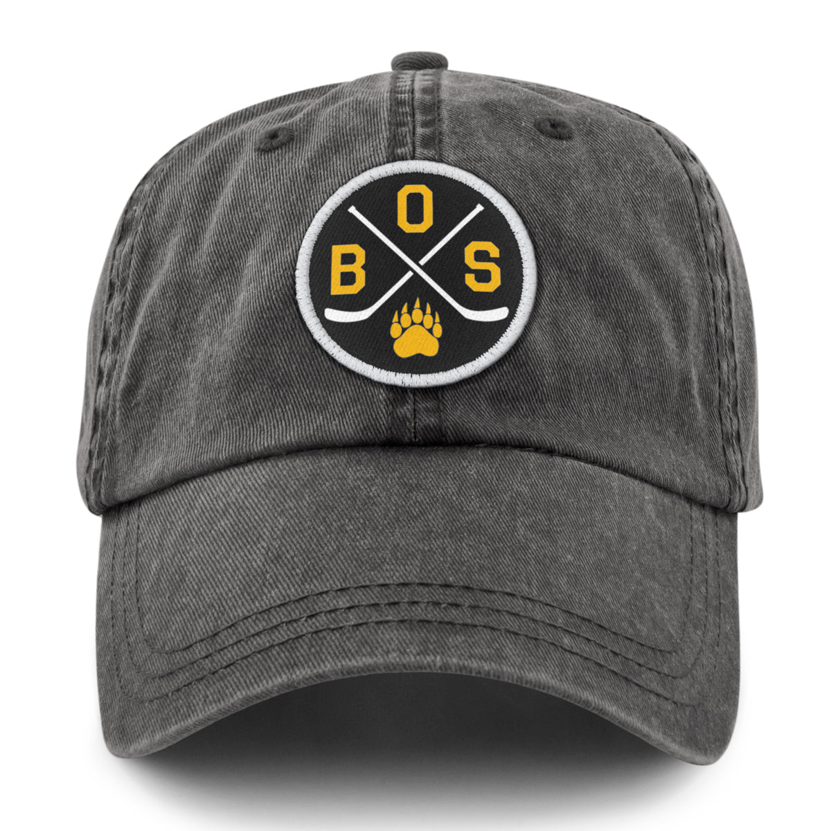BOS Hockey Emblem Washed Dad Hat - Chowdaheadz