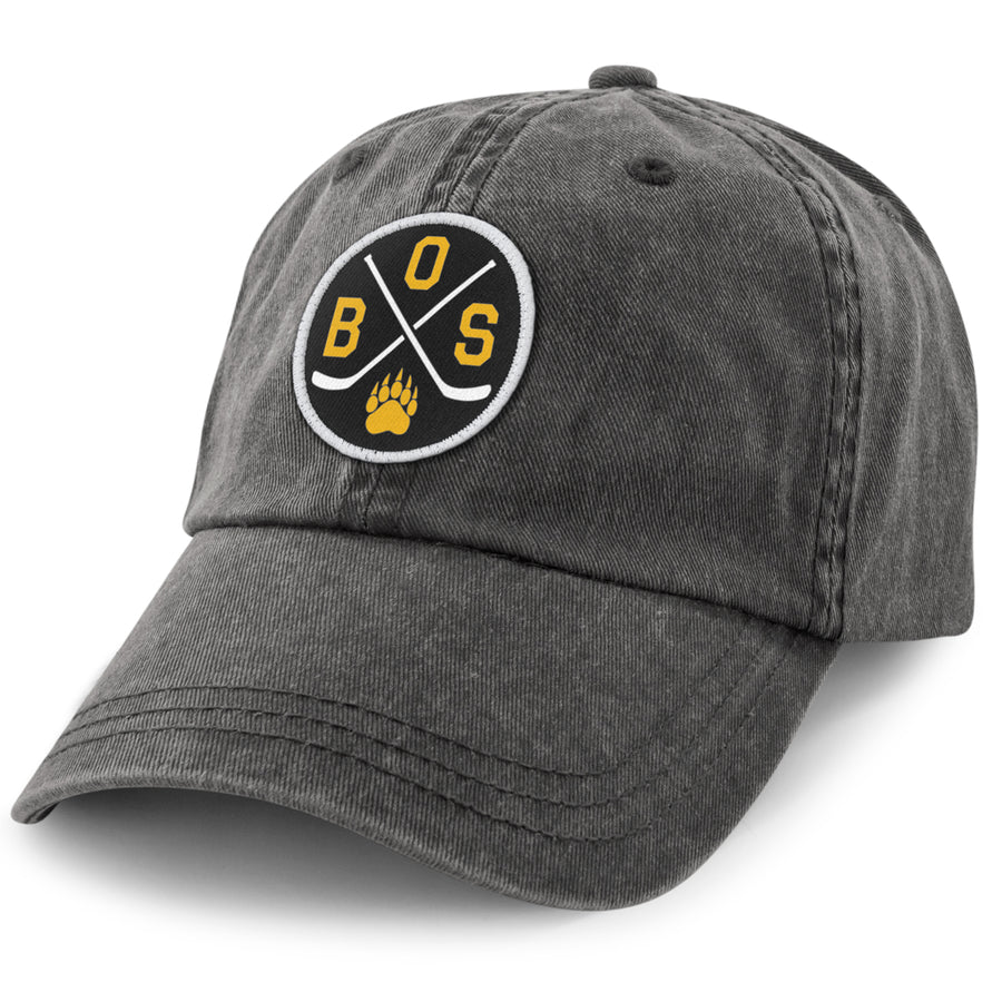 BOS Hockey Emblem Washed Dad Hat - Chowdaheadz