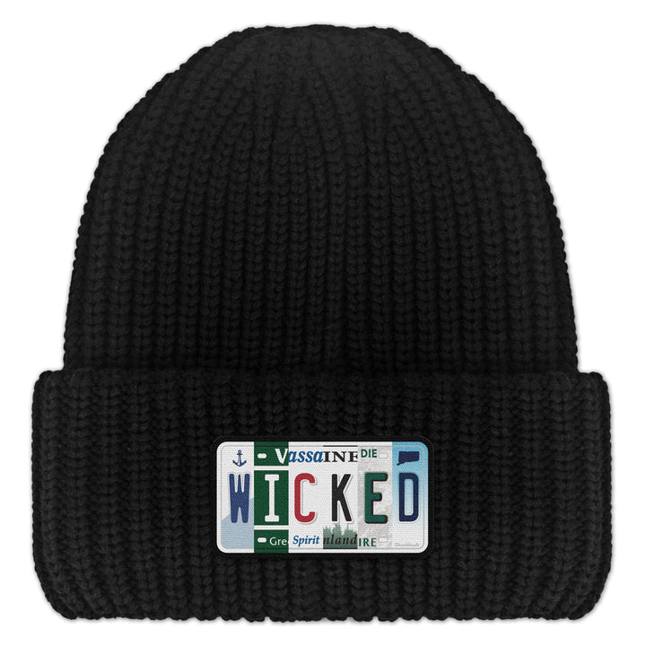 Wicked New England License Plate Leather Patch Chunky Knit - Chowdaheadz