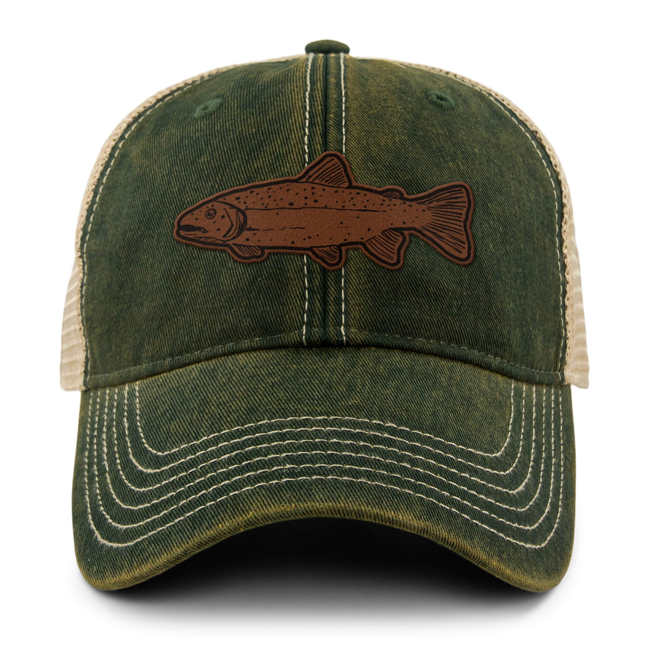 Rainbow Trout Leather Patch Dirty Water Trucker - Chowdaheadz