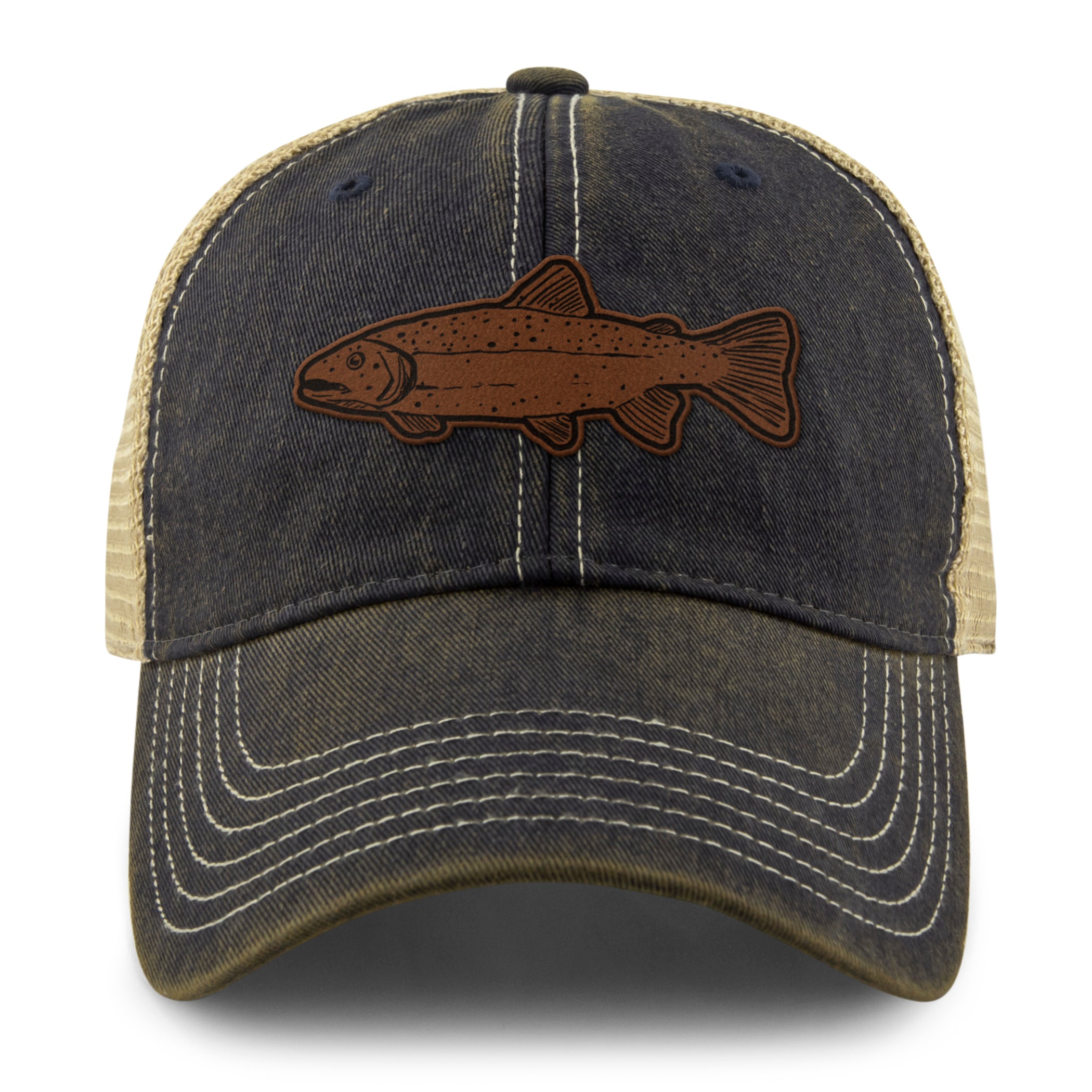 Rainbow Trout Leather Patch Dirty Water Trucker - Chowdaheadz