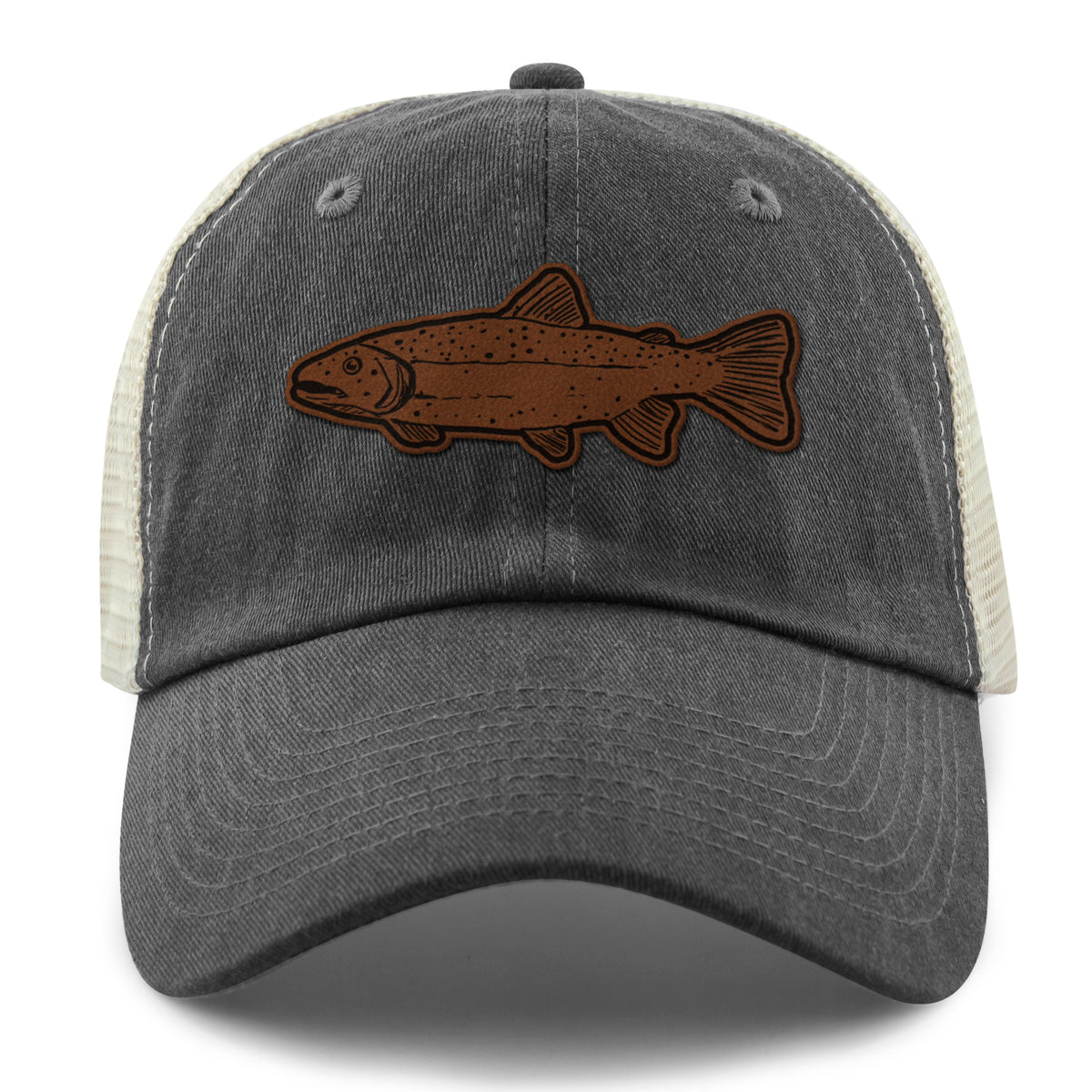 Rainbow Trout Leather Patch Relaxed Trucker - Chowdaheadz