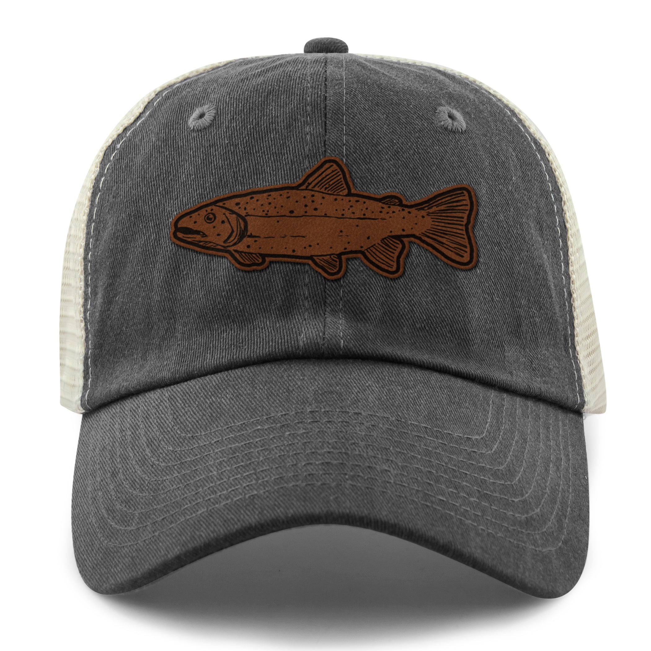 Rainbow Trout Leather Patch Relaxed Trucker - Chowdaheadz