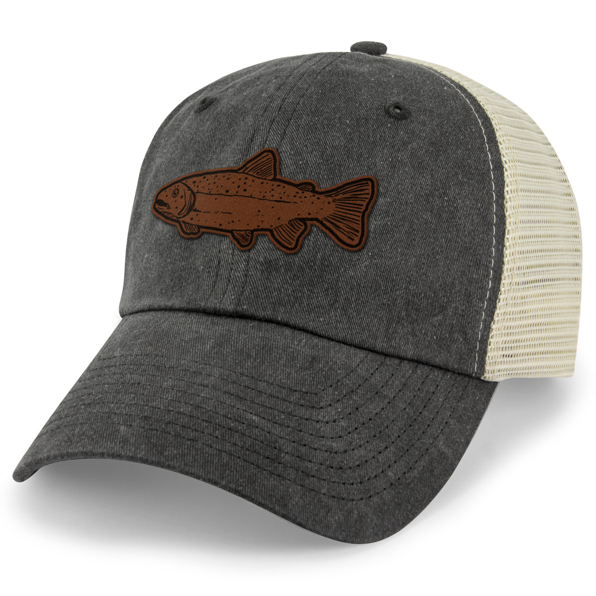 Rainbow Trout Leather Patch Relaxed Trucker - Chowdaheadz