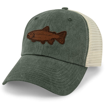 Rainbow Trout Leather Patch Relaxed Trucker - Chowdaheadz