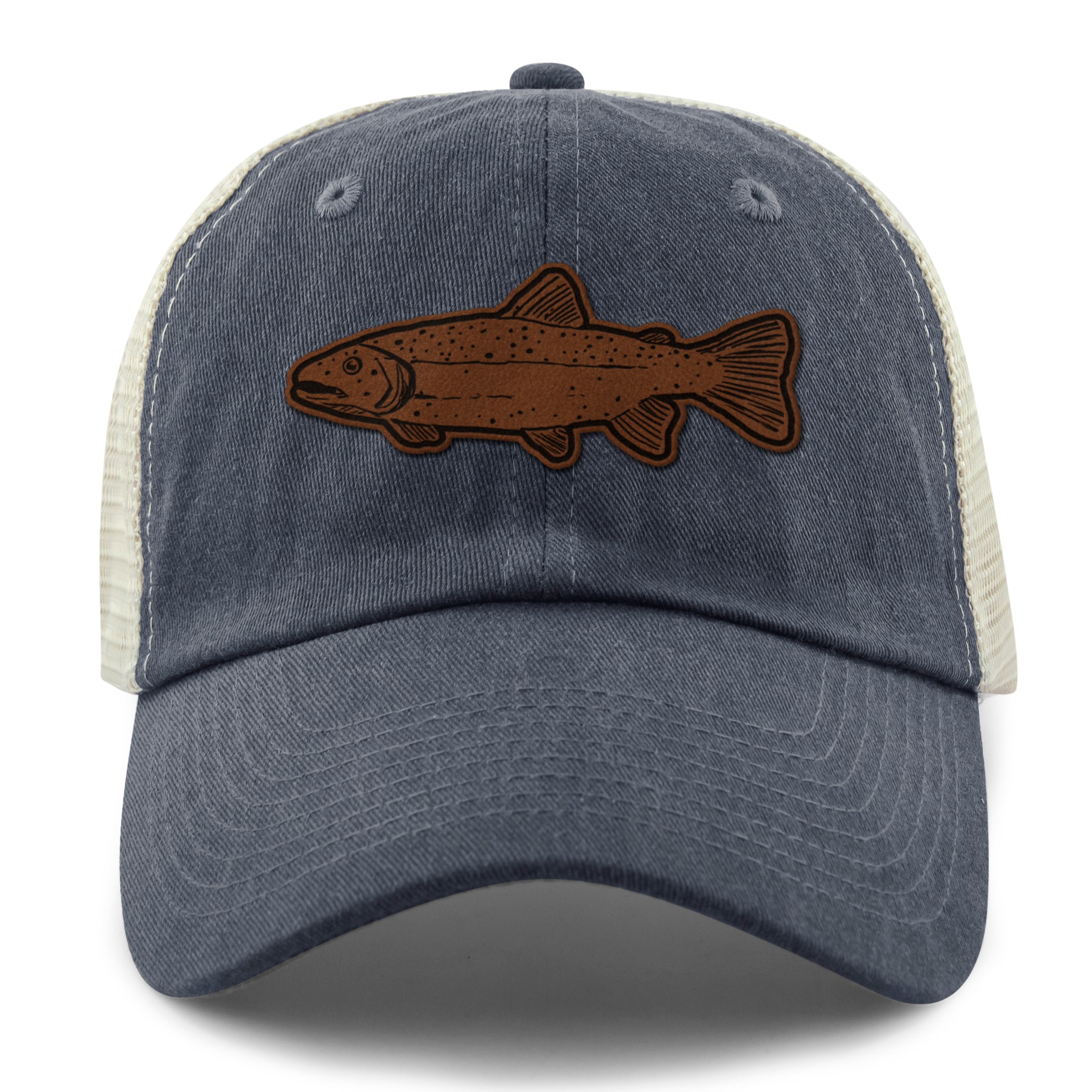 Rainbow Trout Leather Patch Relaxed Trucker - Chowdaheadz