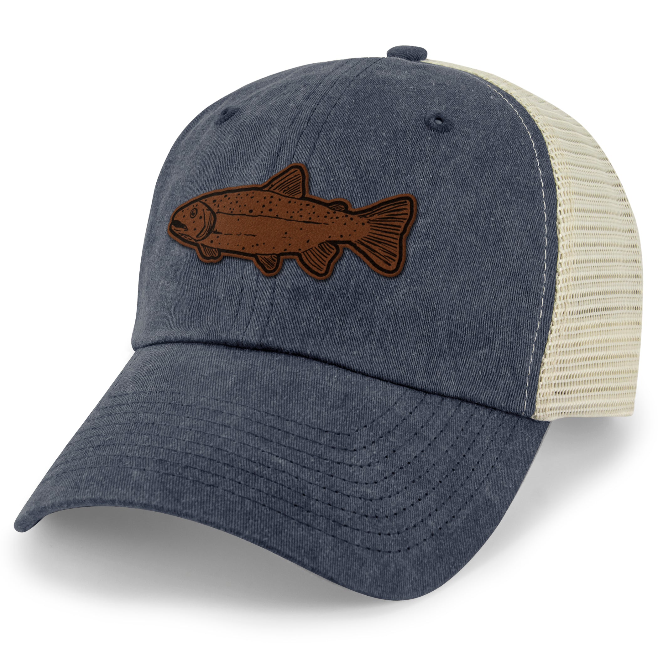 Rainbow Trout Leather Patch Relaxed Trucker - Chowdaheadz