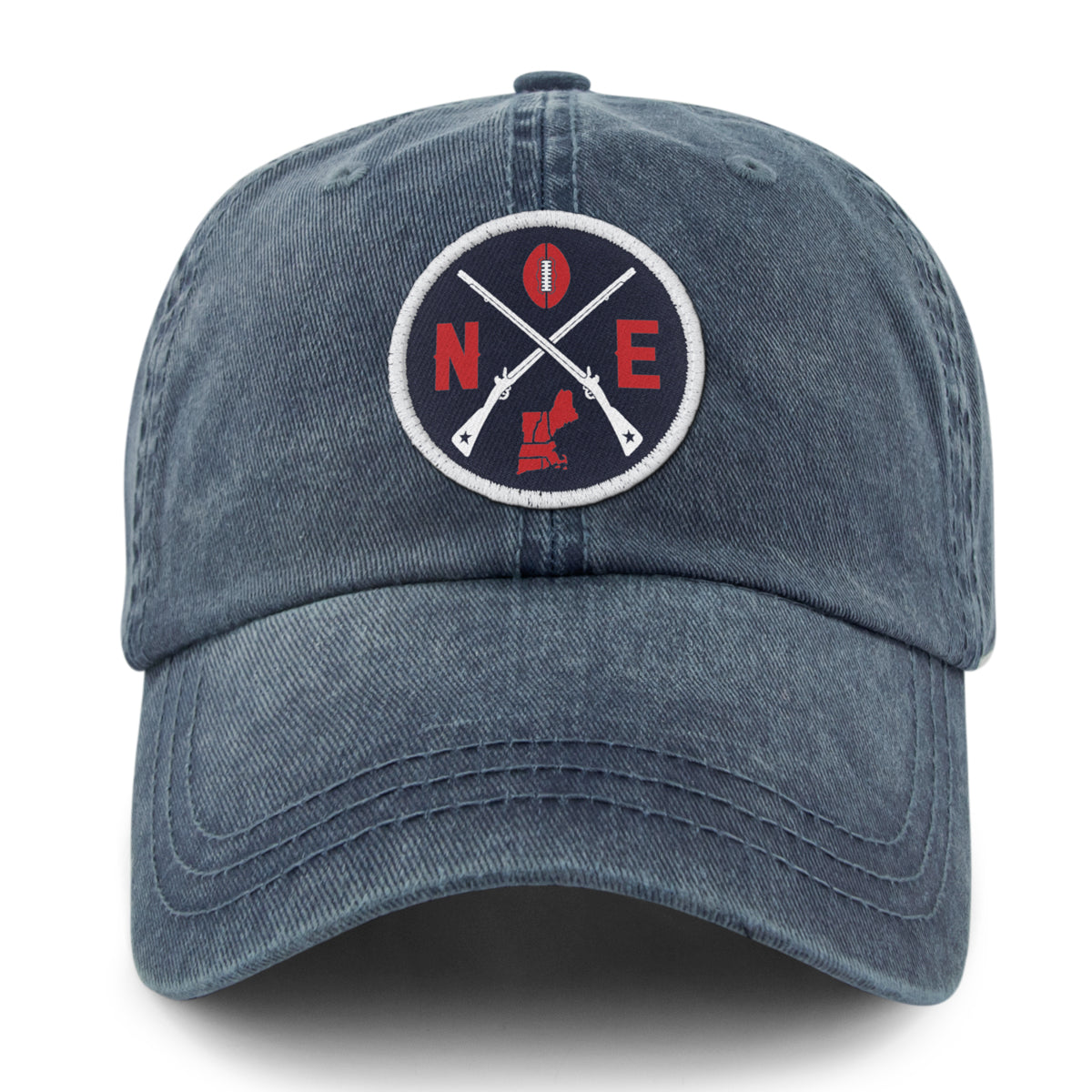 New England Football Emblem Washed Dad Hat - Chowdaheadz