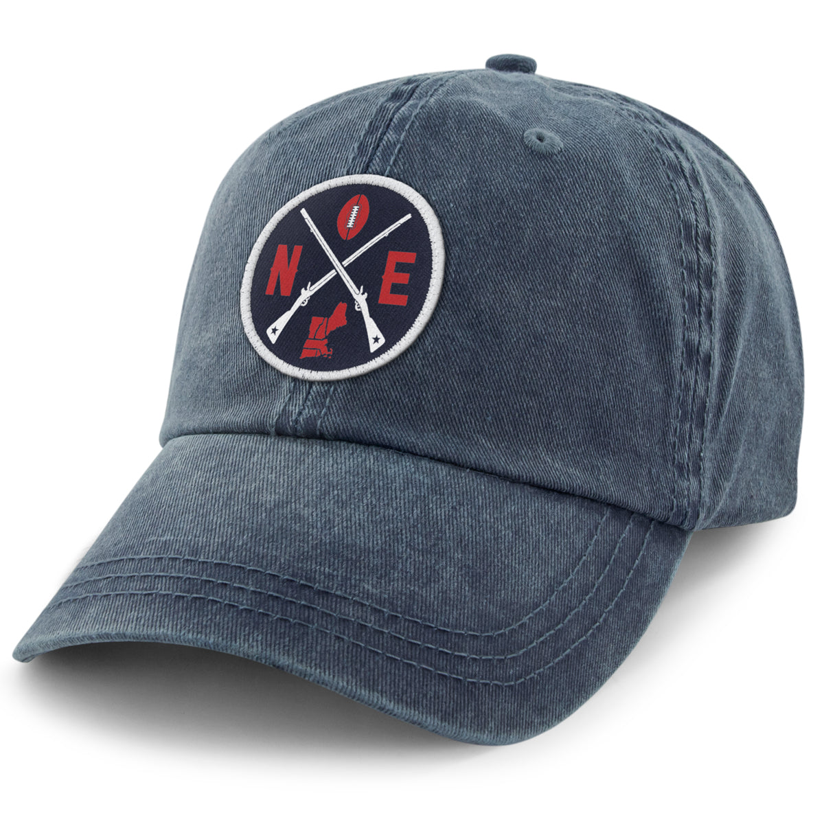 New England Football Emblem Washed Dad Hat - Chowdaheadz