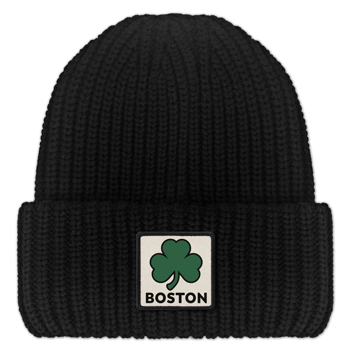 Boston Shamrock Printed Patch Chunky Knit - Chowdaheadz