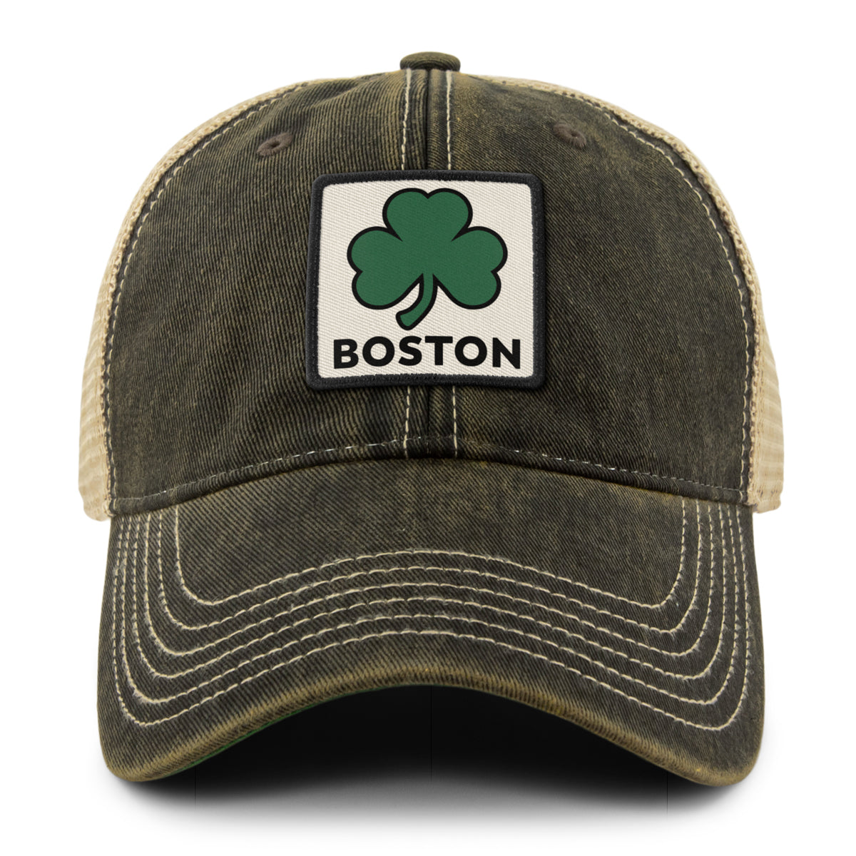 Boston Shamrock Printed Patch Dirty Water Trucker - Chowdaheadz
