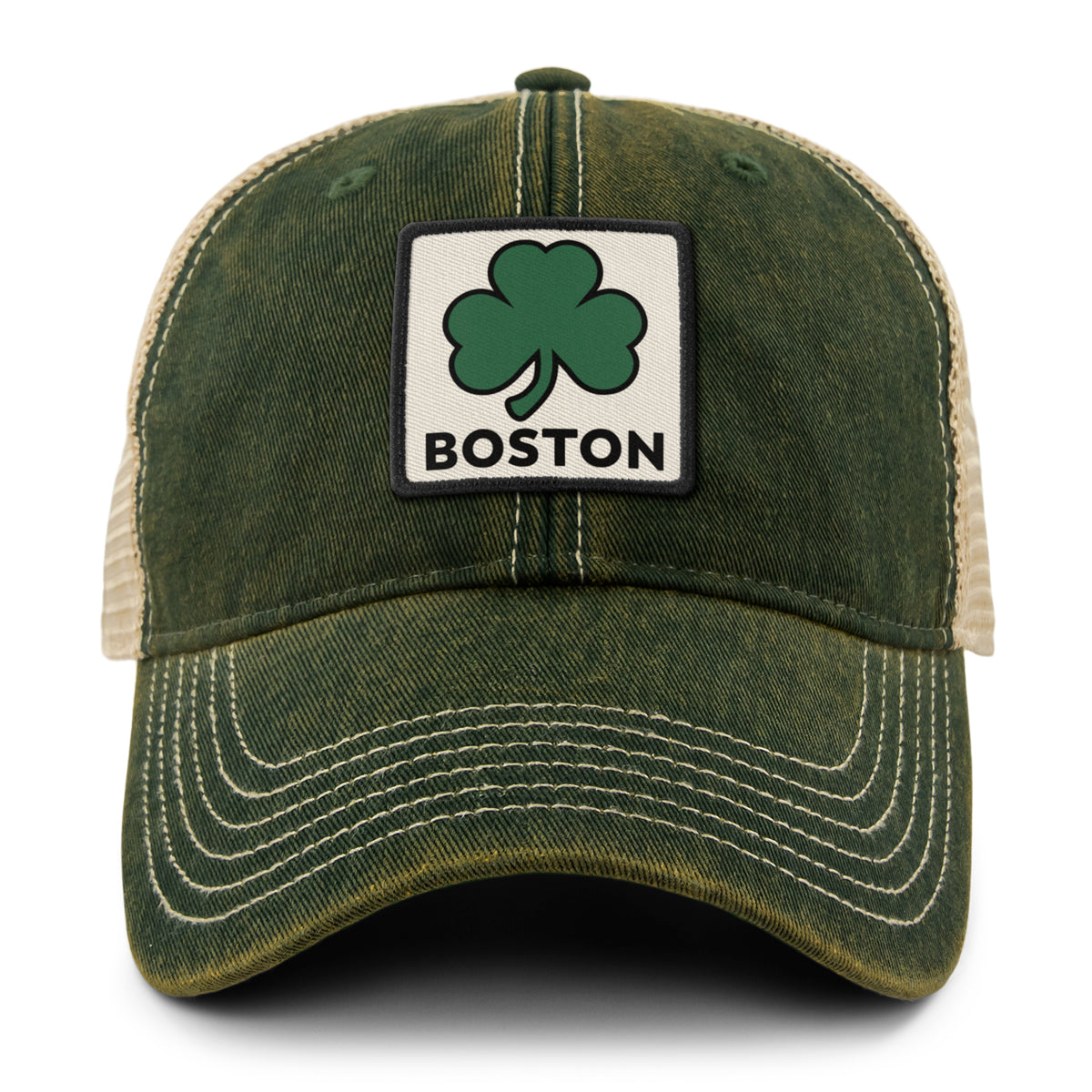 Boston Shamrock Printed Patch Dirty Water Trucker - Chowdaheadz