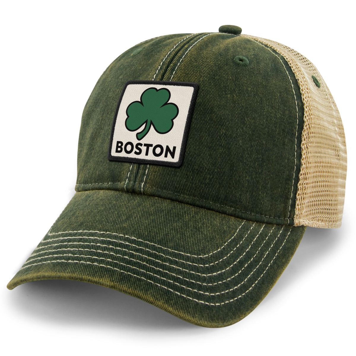 Boston Shamrock Printed Patch Dirty Water Trucker - Chowdaheadz