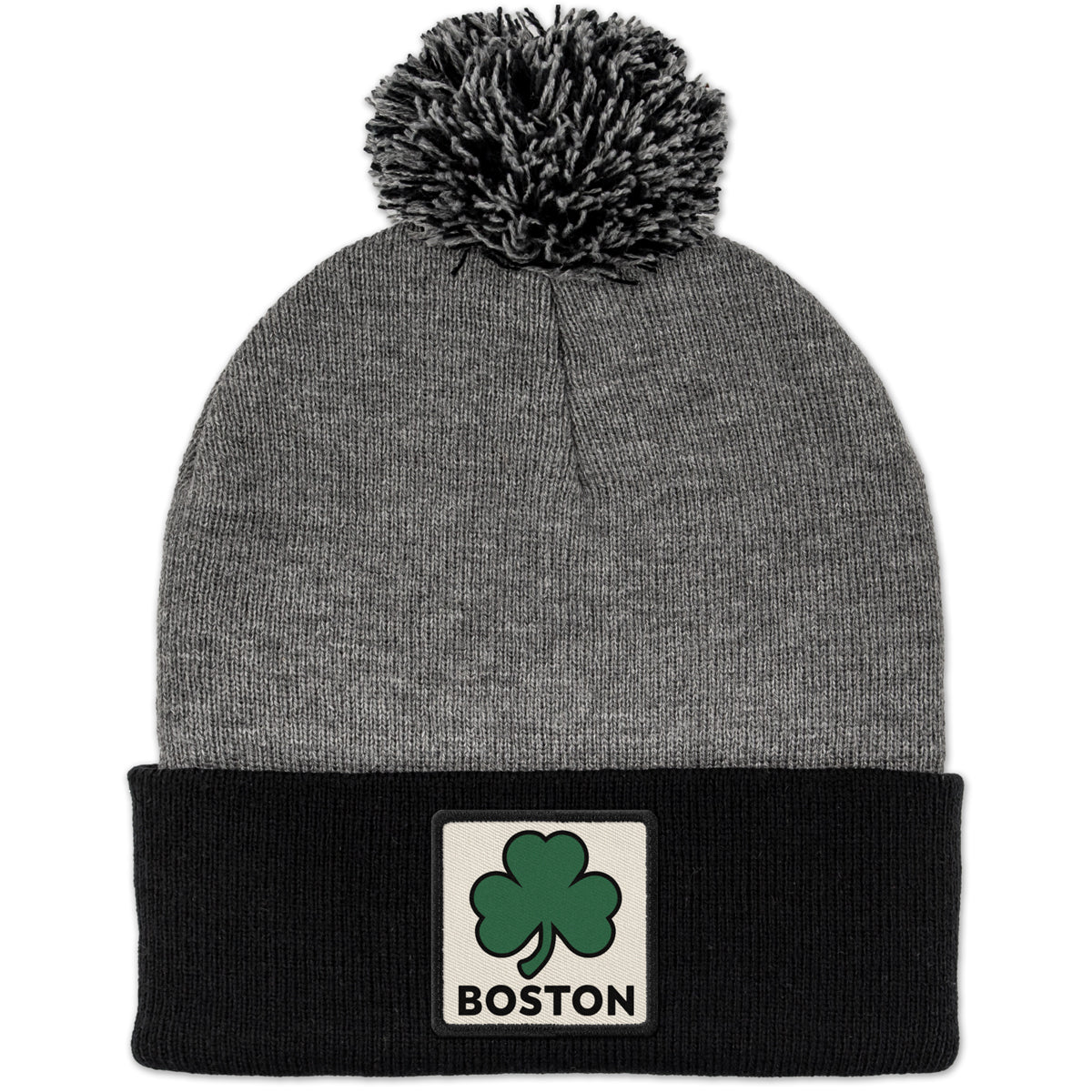 Boston Shamrock Printed Patch Two Tone Knit - Chowdaheadz