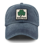 Boston Shamrock Printed Patch Washed Dad Hat - Chowdaheadz