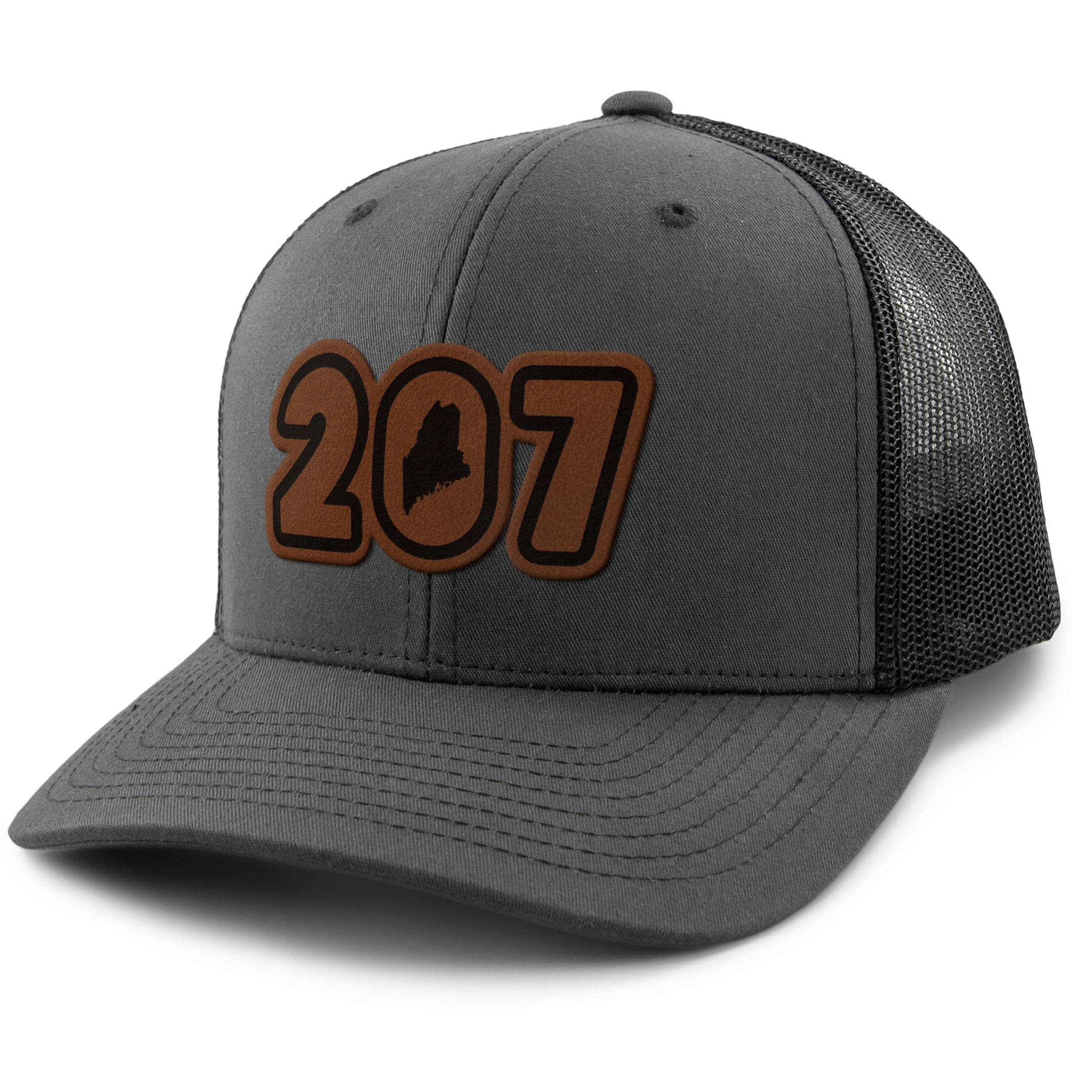 207 Maine Leather Patch Classic Snapback Trucker - Chowdaheadz